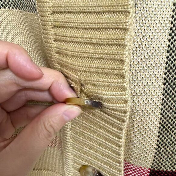BURBERRY Check Wool Blend Cardigan - Picture 8 of 13